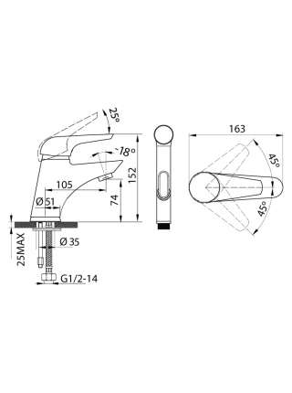 Смеситель Edelform Ocker OC1815 для раковины с гигиеническим душем