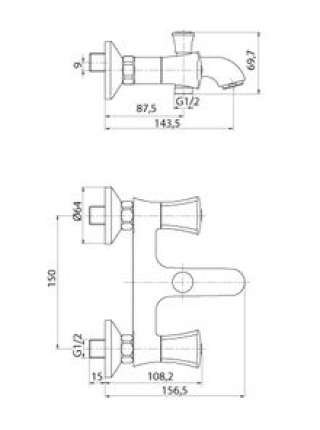 Смеситель Adel AD2810 для ванны