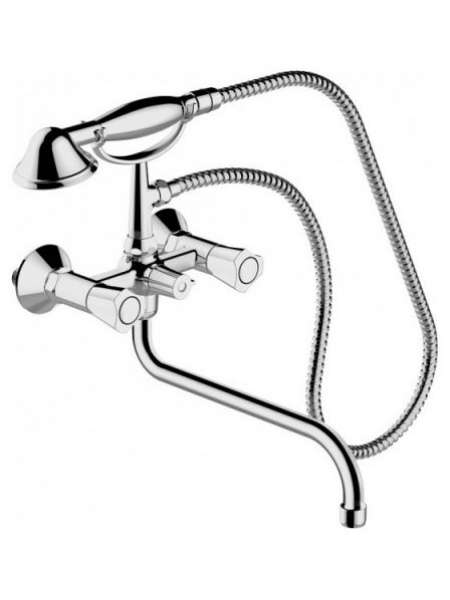 Смеситель Bravat DUO F6133186CP-LB-RUS для ванны с душем излив 300 мм + шланг/душ