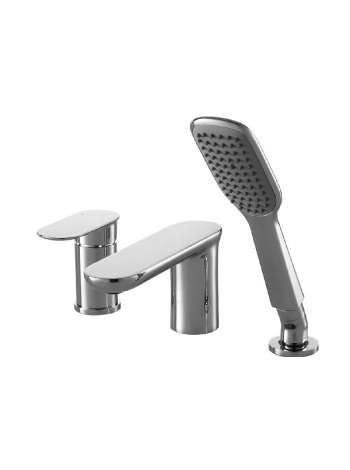 К-кт каскадного смесителя Bravat GINA F565104C-2-RUS на 3 отв, + шланг/душ хром