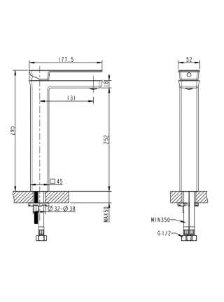 Смеситель Bravat PHILLIS F156101C-A-RUS для раковины, высокий хром
