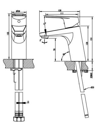 Смеситель Bravat Line F15299C-1 для раковины без донного клапана