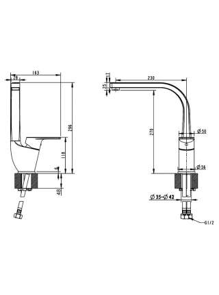 Смеситель Bravat Line F75299C-2 для кухни с высоким поворотным изливом