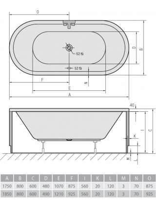 Акриловая ванна Alpen Viva OW 185x80