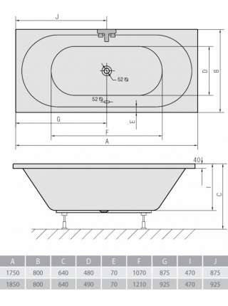Акриловая ванна Alpen Viva B 175x80