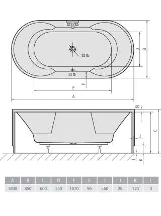 Акриловая ванна Alpen IO W 180x85