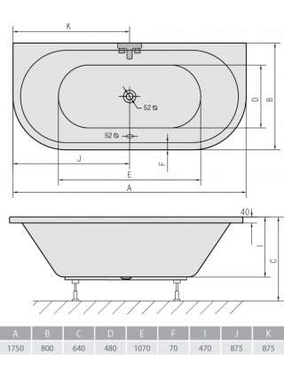 Акриловая ванна Alpen Viva D 175x80