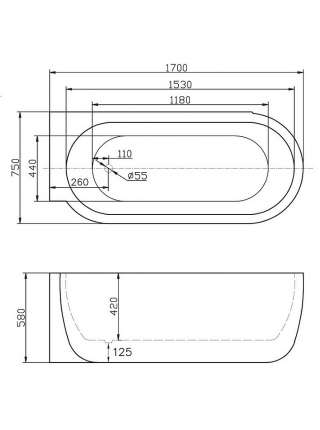 Акриловая ванна BelBagno BB11-1700-R