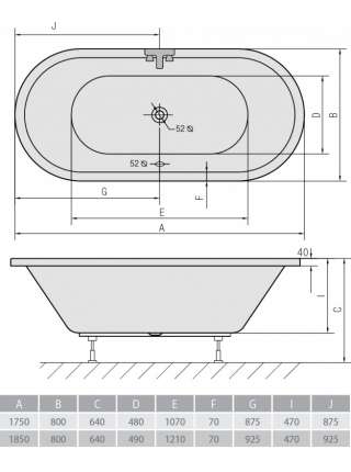Акриловая ванна Alpen Viva O 175x80