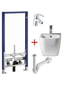 Комплект Биде подвесное BelBagno Alpina + Система инсталляции для биде Geberit Duofix 111.520.00.1 + Смеситель Grohe Eurosmart 32929002 для биде + Си