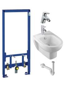 Комплект Биде подвесное Jacob Delafon Odeon Up E4765 + Система инсталляции для биде Grohe Rapid SL 38553001 + Смеситель Hansgrohe Focus E2 31920000 д