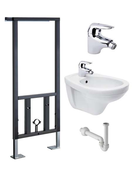 Комплект Биде Cersanit Delfi 82000 + Инсталляция для биде VitrA 780-5820 + Смеситель Timo Zeta 0002F для биде + Сифон для биде Geberit 151.108.11.1