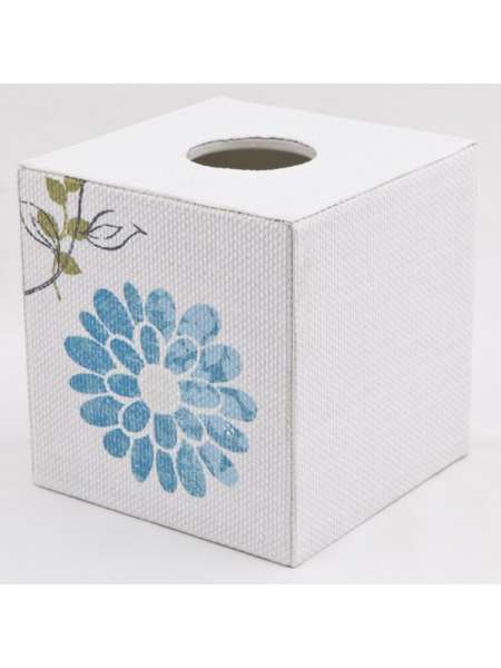 Бокс для салфеток Stripe & Floral, 14.6 см, дерево, белый, серия Салфетницы, Blonder Home