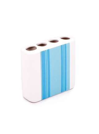 Бокс для салфеток Stripe & Floral, 14.6 см, дерево, белый, серия Салфетницы, Blonder Home