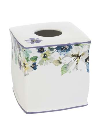 Бокс для салфеток (салфетница), 17 см, керамика, белый, серия Bouquet, Creative Bath