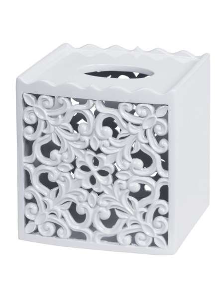 Бокс для салфеток (салфетница), 20 см, керамика, белый, серия Belle, Creative Bath