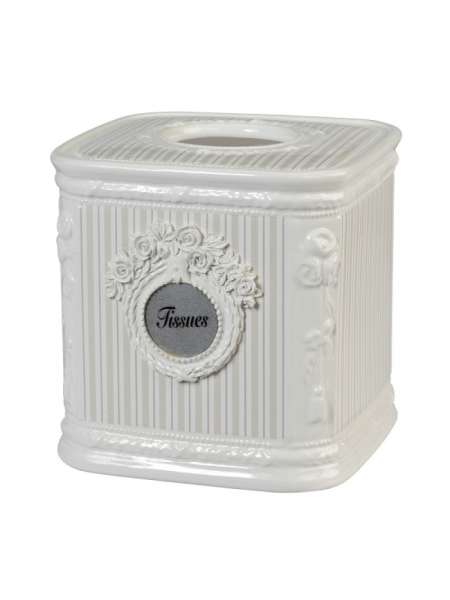 Бокс для салфеток (салфетница), 15 см, керамика, кремовый, серия Can Can, Creative Bath