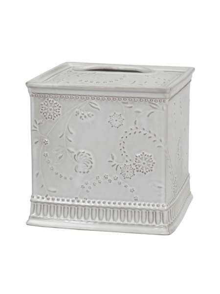 Бокс для салфеток (салфетница), 21.5 см, керамика, серый, серия Eyelet, Creative Bath