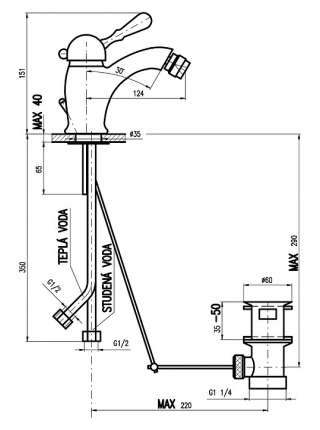Смеситель Rav Slezak Labe Mosaz L045.5SM для биде