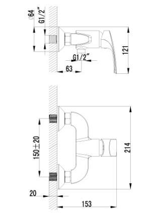 Смеситель Lemark plus Shape LM1703C для душа