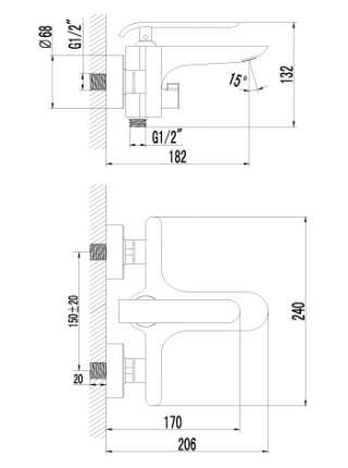 Смеситель Lemark Melange LM4914CW для ванны с душем