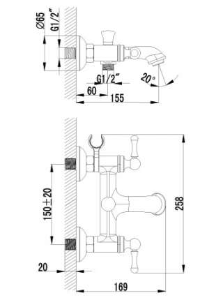 Смеситель Lemark plus Balance LM1302C для ванны с душем