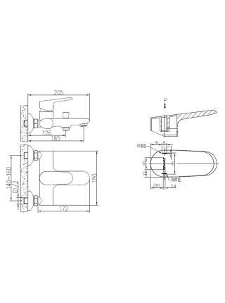 Смеситель Bravat Pure F6105161C-01 для ванны с душем