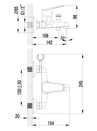 Смеситель Lemark Partner LM6552C для ванны с душем