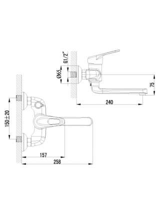Смеситель Lemark Luna LM4114C для ванны с душем