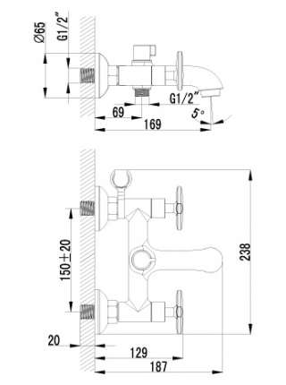 Смеситель Lemark plus Spirit LM1912C для ванны с душем
