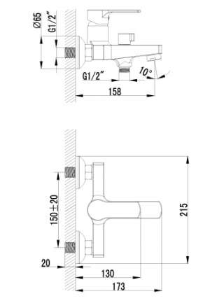 Смеситель Lemark plus Grace LM1512C для ванны с душем