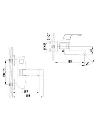 Смеситель Lemark Unit LM4514C для ванны с душем