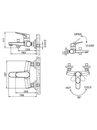 Смеситель Bravat Eler F6191238CP-01 для ванны с душем