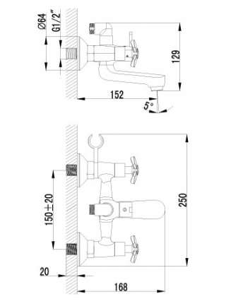 Смеситель Lemark Partner LM6542C для ванны с душем