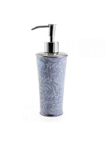 Дозатор для жидкого мыла, 21 см, фарфор, серый, серия Bedminster Scroll Flint Grey, Kassatex