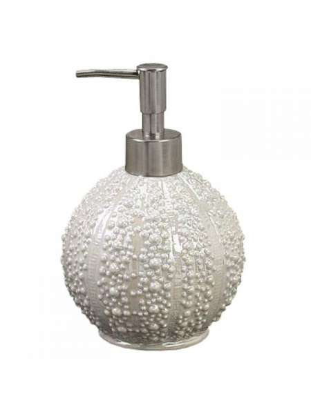Дозатор для жидкого мыла, 20 см, керамика, белый перламутр, серия Sea Urchin, Avanti