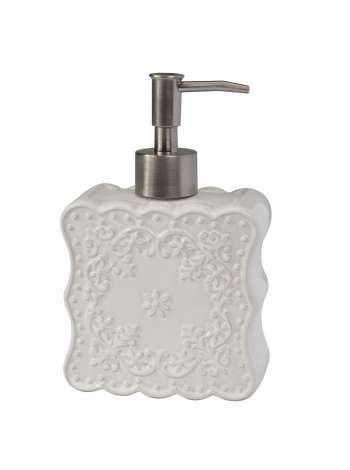 Дозатор для жидкого мыла, 16.5 см, керамика, белый, серия Ruffles, Creative Bath