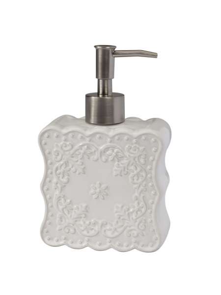 Дозатор для жидкого мыла, 16.5 см, керамика, белый, серия Ruffles, Creative Bath