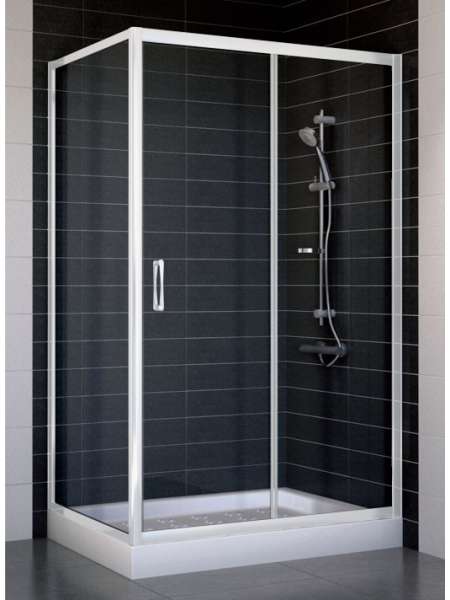 Душевой уголок Vegas Glass ZP+ZPV 110*70 01 01 профиль белый, стекло прозрачное