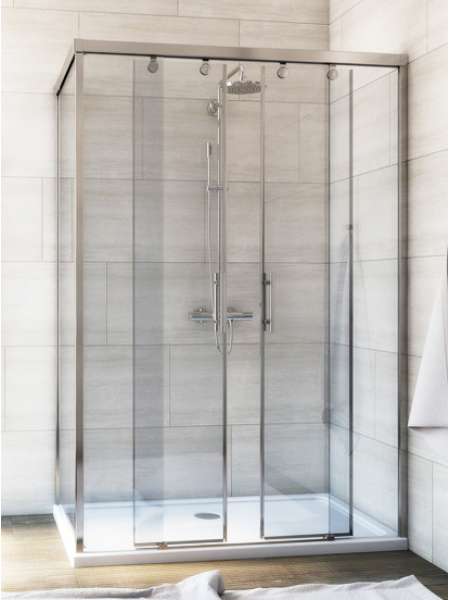 Душевой уголок GuteWetter Slide Rectan GK-865 правая 110x80 см стекло бесцветное, профиль хром