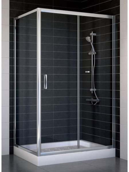 Душевой уголок Vegas Glass ZP+ZPV 110*70 08 01 профиль глянцевый хром, стекло прозрачное