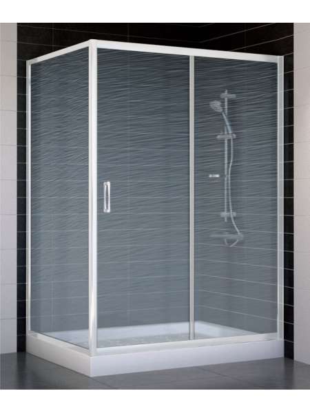 Душевой уголок Vegas Glass ZP+ZPV 130*90 01 02 профиль белый, стекло шиншилла