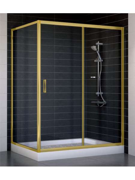Душевой уголок Vegas Glass ZP+ZPV 140*90 09 01 профиль золото, стекло прозрачное