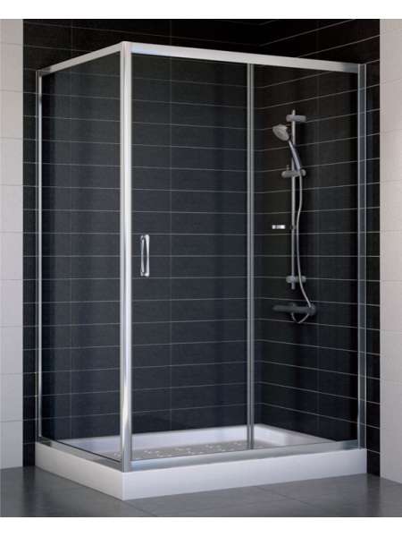 Душевой уголок Vegas Glass ZP+ZPV 120*90 08 01 профиль глянцевый хром, стекло прозрачное