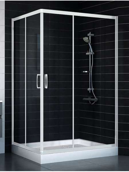 Душевой уголок Vegas Glass ZA-F 90*120 01 01 профиль белый, стекло прозрачное