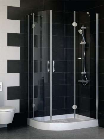 Душевой уголок Vegas Glass AFS-F 100*80 07 01 R профиль матовый хром, стекло прозрачное