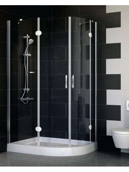 Душевой уголок Vegas Glass AFS-F 110*80 08 01 L профиль глянцевый хром, стекло прозрачное
