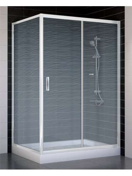 Душевой уголок Vegas Glass ZP+ZPV 120*90 01 02 профиль белый, стекло шиншилла
