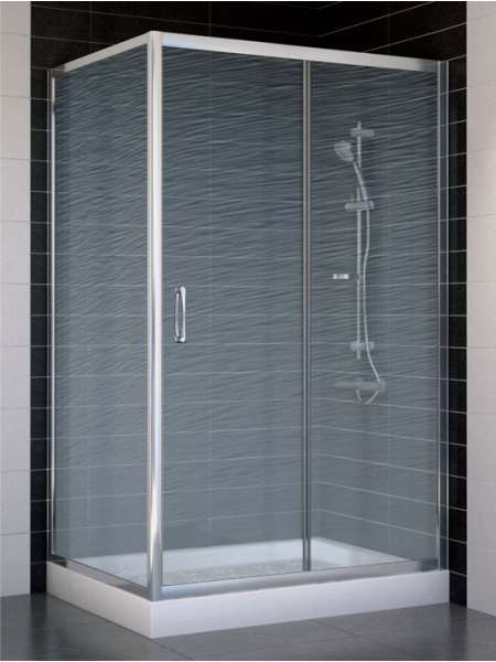 Душевой уголок Vegas Glass ZP+ZPV 110*80 08 02 профиль глянцевый хром, стекло шиншилла