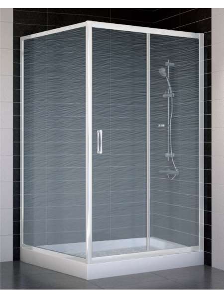 Душевой уголок Vegas Glass ZP+ZPV 110*100 01 02 профиль белый, стекло шиншилла